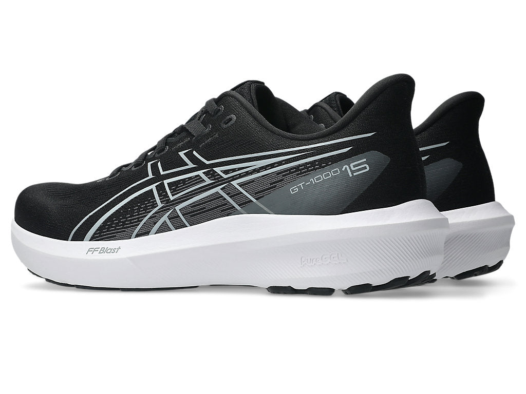 ASICS MEN'S GT 1000 15 BLACK/WHITE RUNNING SHOES