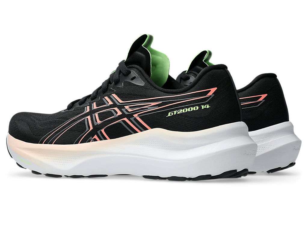 ASICS WOMEN'S GT 2000 14 BLACK/CORAL RUNNING SHOES