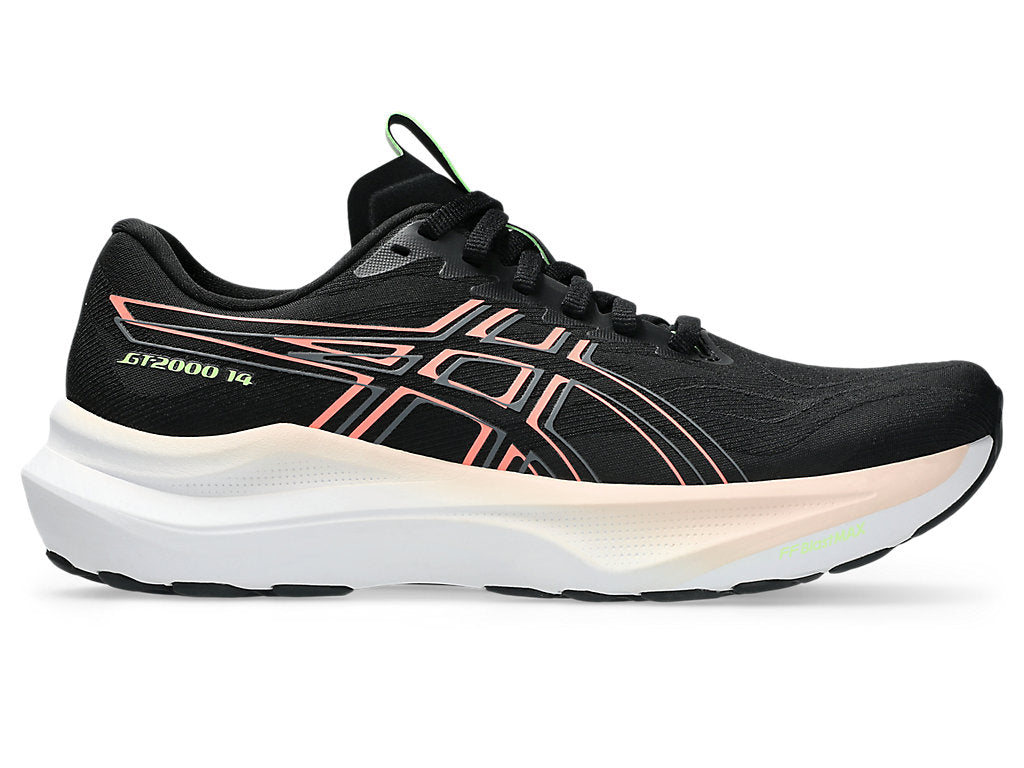 ASICS WOMEN'S GT 2000 14 BLACK/CORAL RUNNING SHOES