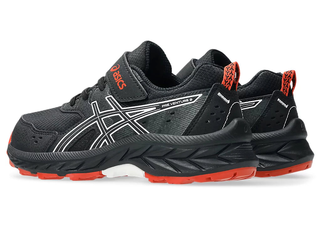 Asics Kid's Venture 9 Hook N' Loop Black/Red Running Shoes