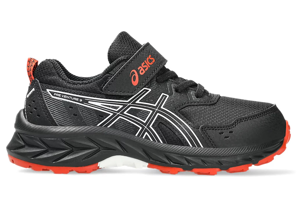 Asics Kid's Venture 9 Hook N' Loop Black/Red Running Shoes