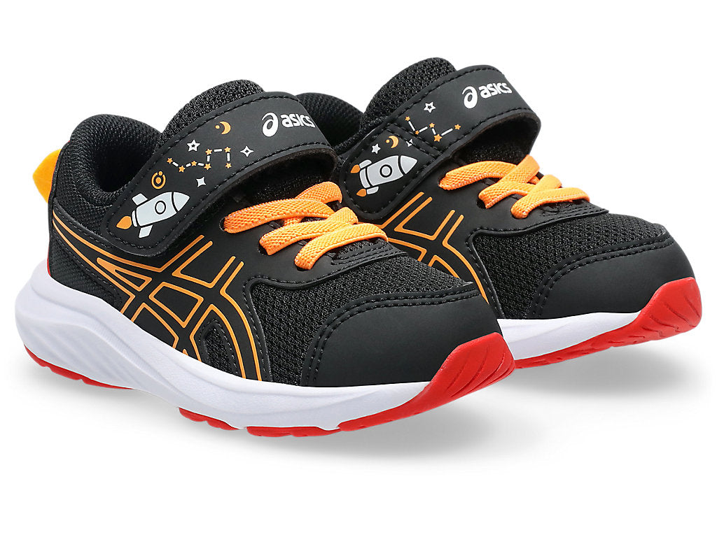 Asics Kid's Contend 9 Hook N' Loop Ts Black/Orange Running Shoes