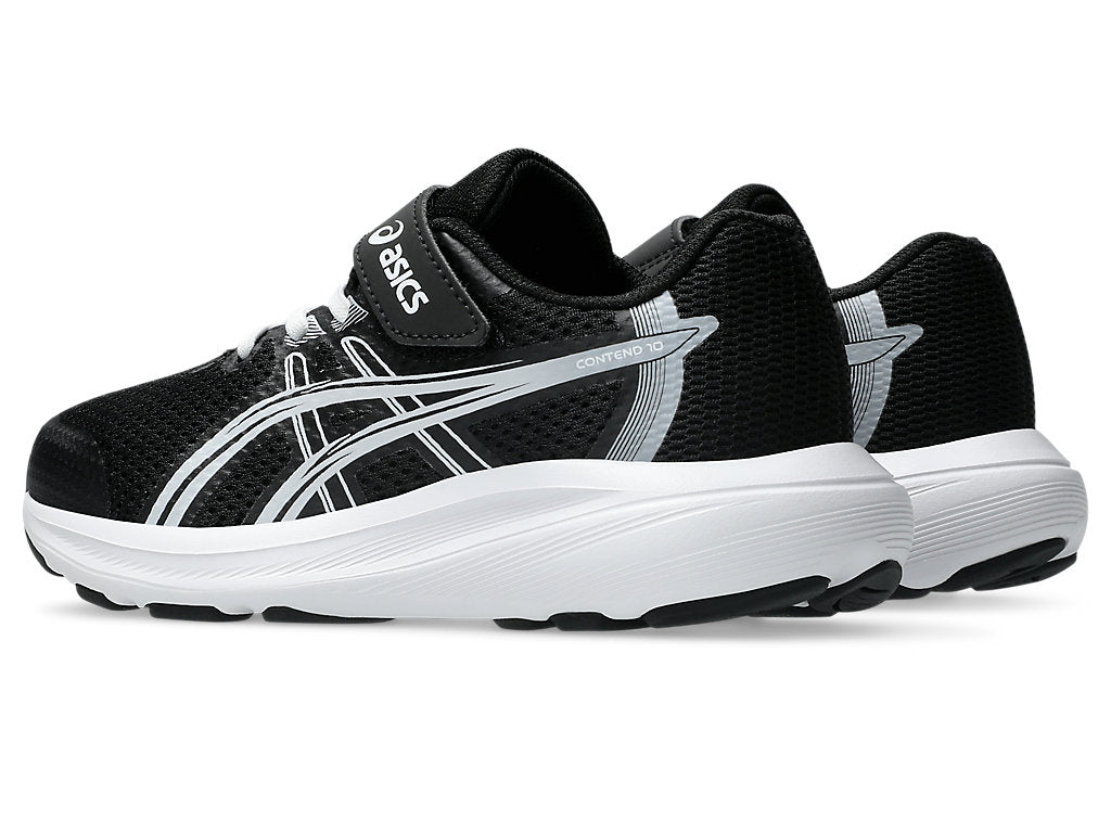 ASICS KID'S HOOK N' LOOP CONTEND 10 BLACK/WHITE RUNNING SHOES