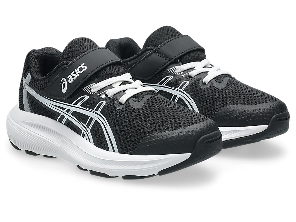 ASICS KID'S HOOK N' LOOP CONTEND 10 BLACK/WHITE RUNNING SHOES