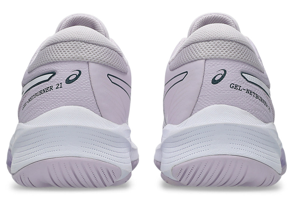 ASICS WOMEN'S GEL NETBURNER 21 DAHLIA/WHITE NETBALL SHOES (WIDTH D)