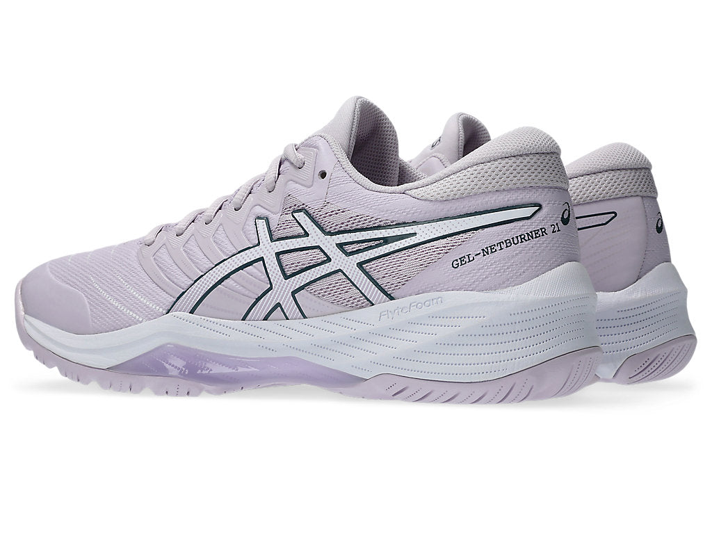 ASICS WOMEN'S GEL NETBURNER 21 DAHLIA/WHITE NETBALL SHOES (WIDTH D)