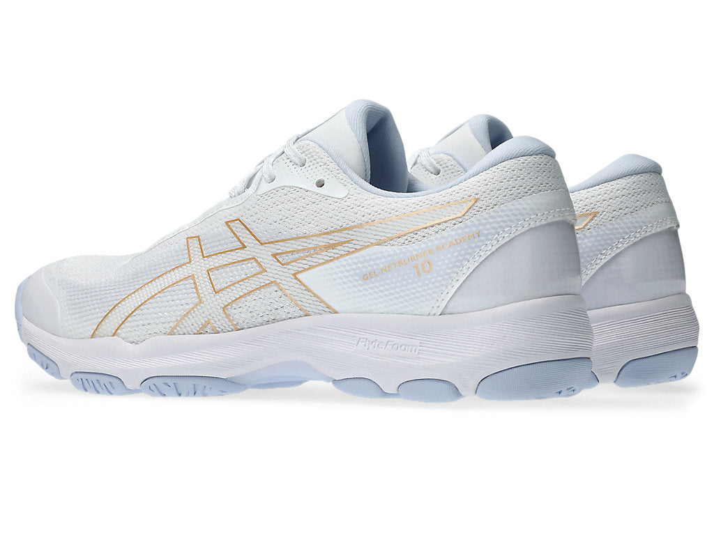 Asics Women's Netburner Academy 10 White/Champagne Netball Shoes