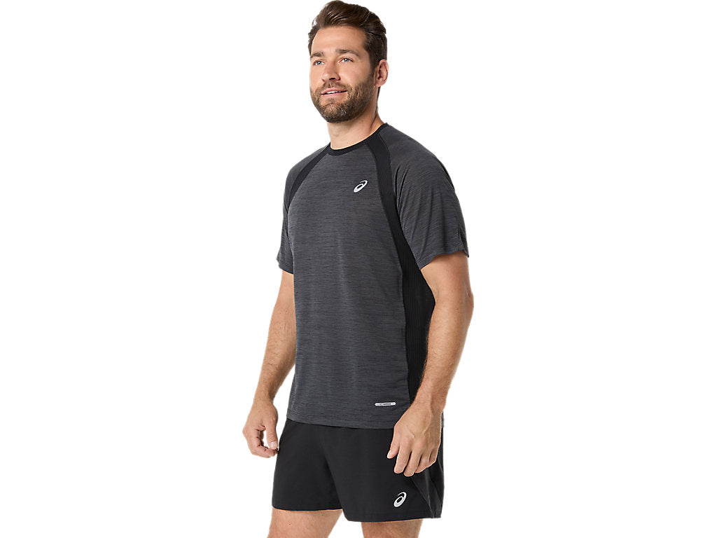 ASICS MEN'S ROAD SHORT SLEEVED BLACK TEE