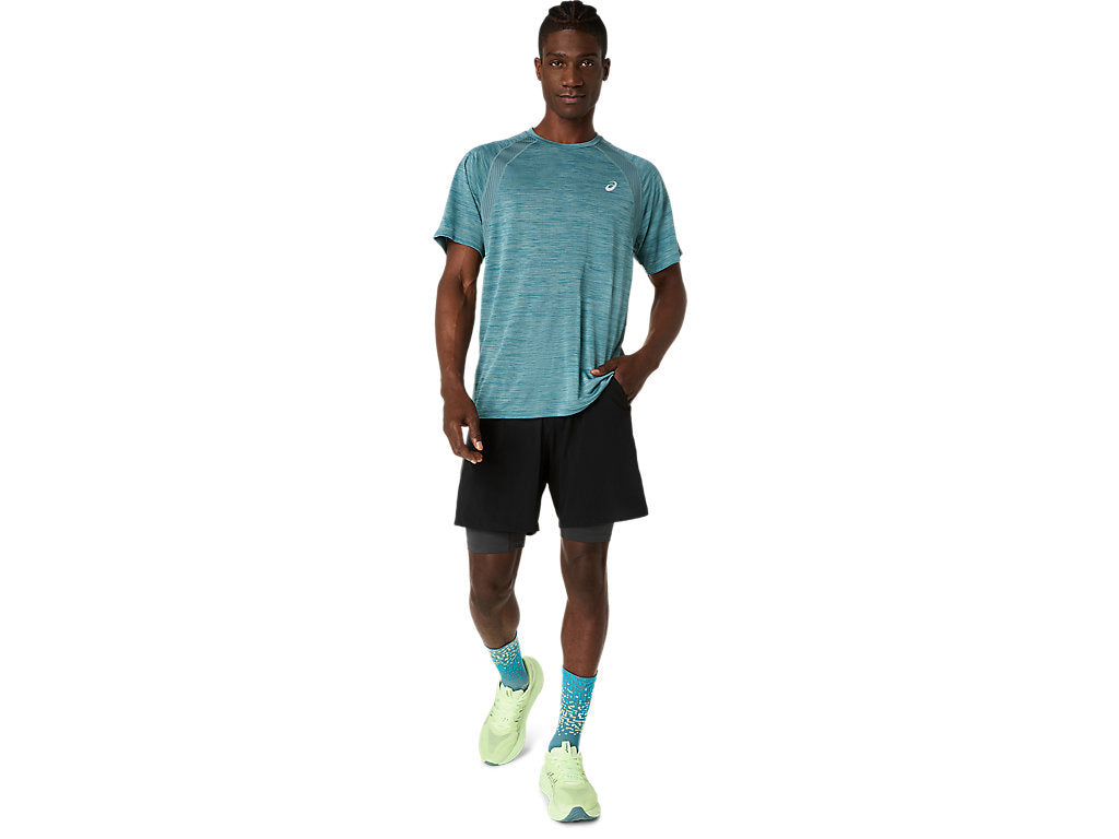 ASICS MEN'S ROAD SHORT SLEEVED FOGGY TEAL TEE