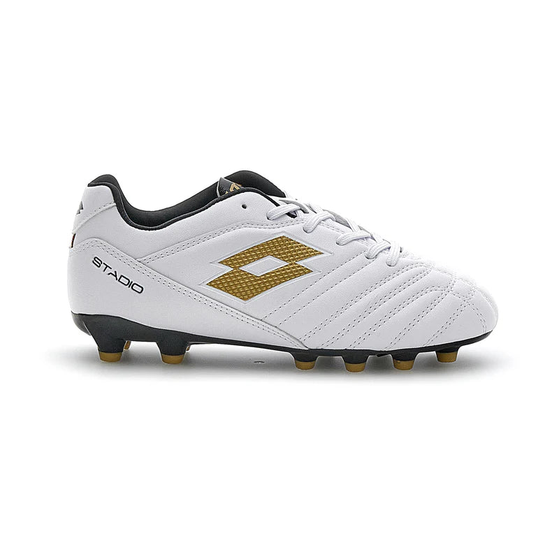 Lotto Kid's Stadio 705 Fg White/Gold Football Boots
