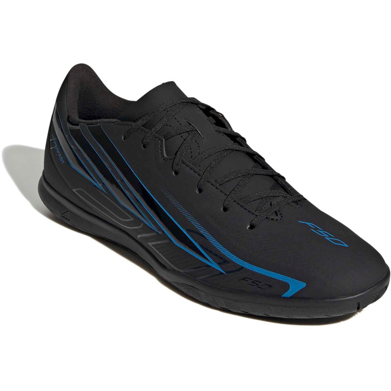 ADIDAS MEN'S F50 HYPERFAST CLUB INDOOR BLACK/BLUE FOOTBALL BOOTS