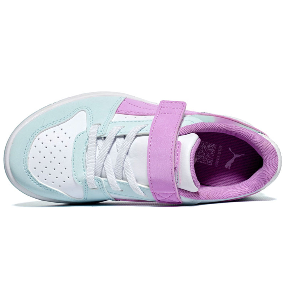 PUMA KID'S HOOK N' LOOP REBOUND V6 AQUA/MAUVE SNEAKER SHOES