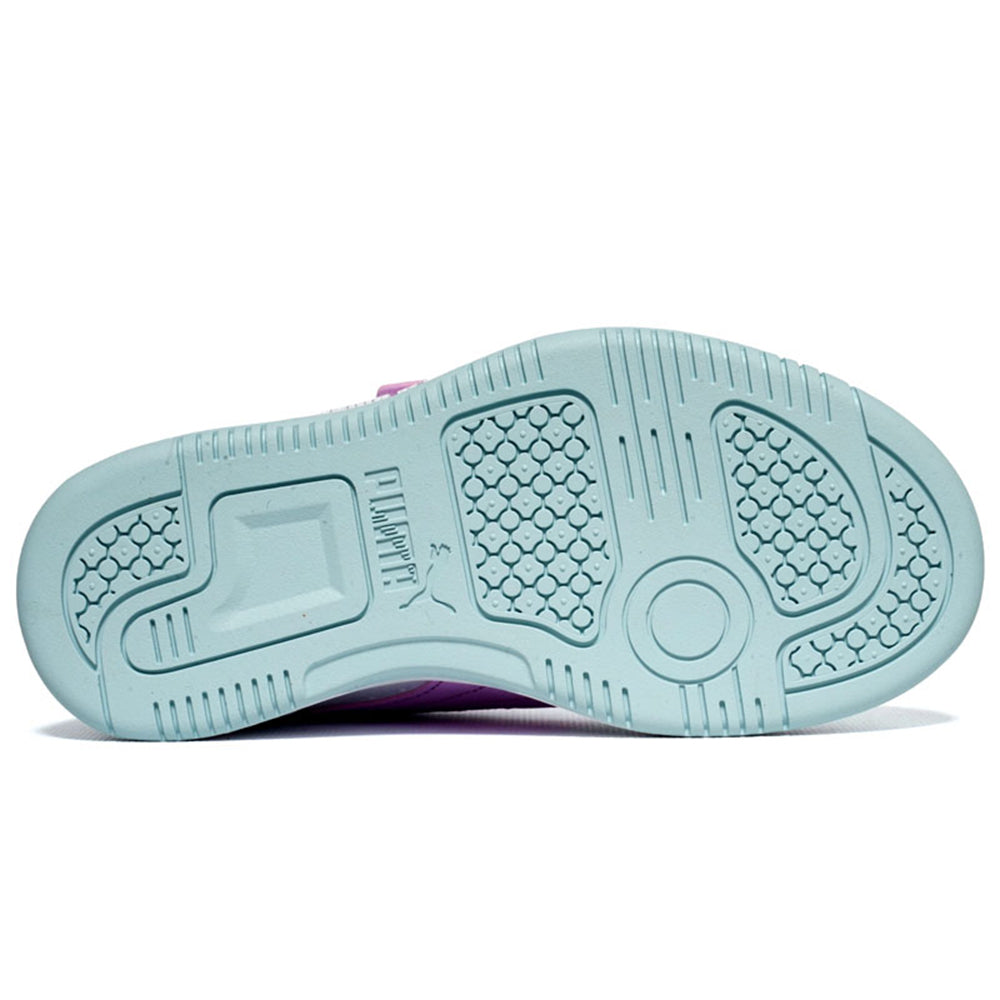 PUMA KID'S HOOK N' LOOP REBOUND V6 AQUA/MAUVE SNEAKER SHOES