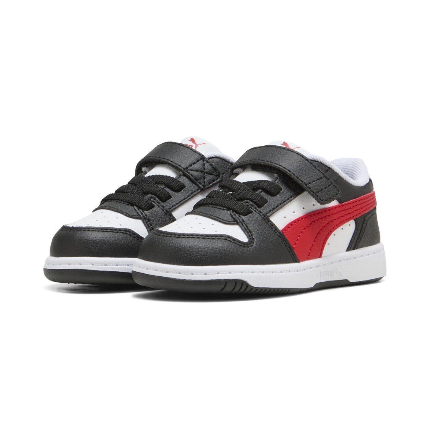 PUMA KID'S REBOUND SLAM LO BLACK/RED/WHITE SNEAKER SHOES