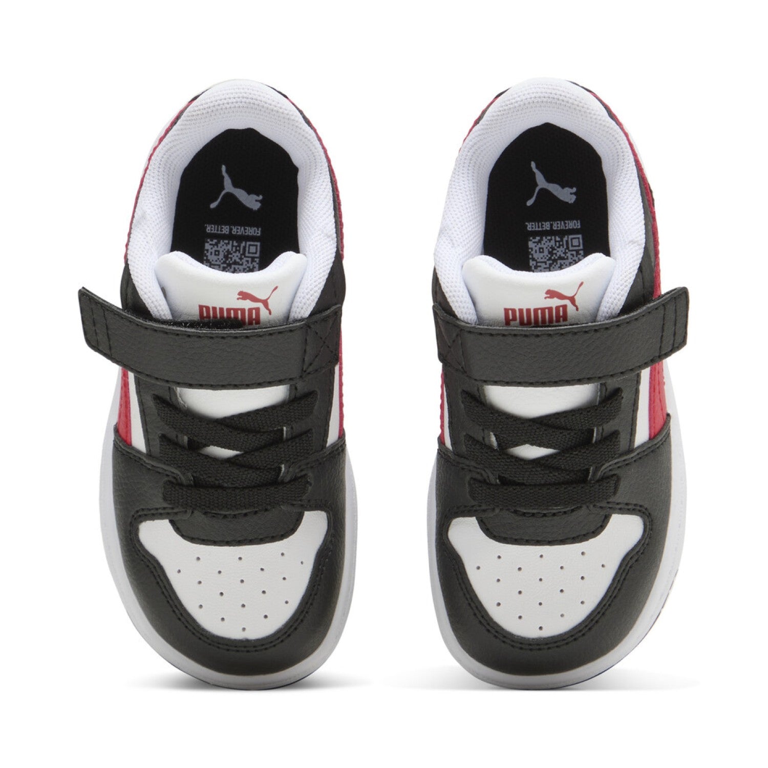 PUMA KID'S REBOUND SLAM LO BLACK/RED/WHITE SNEAKER SHOES