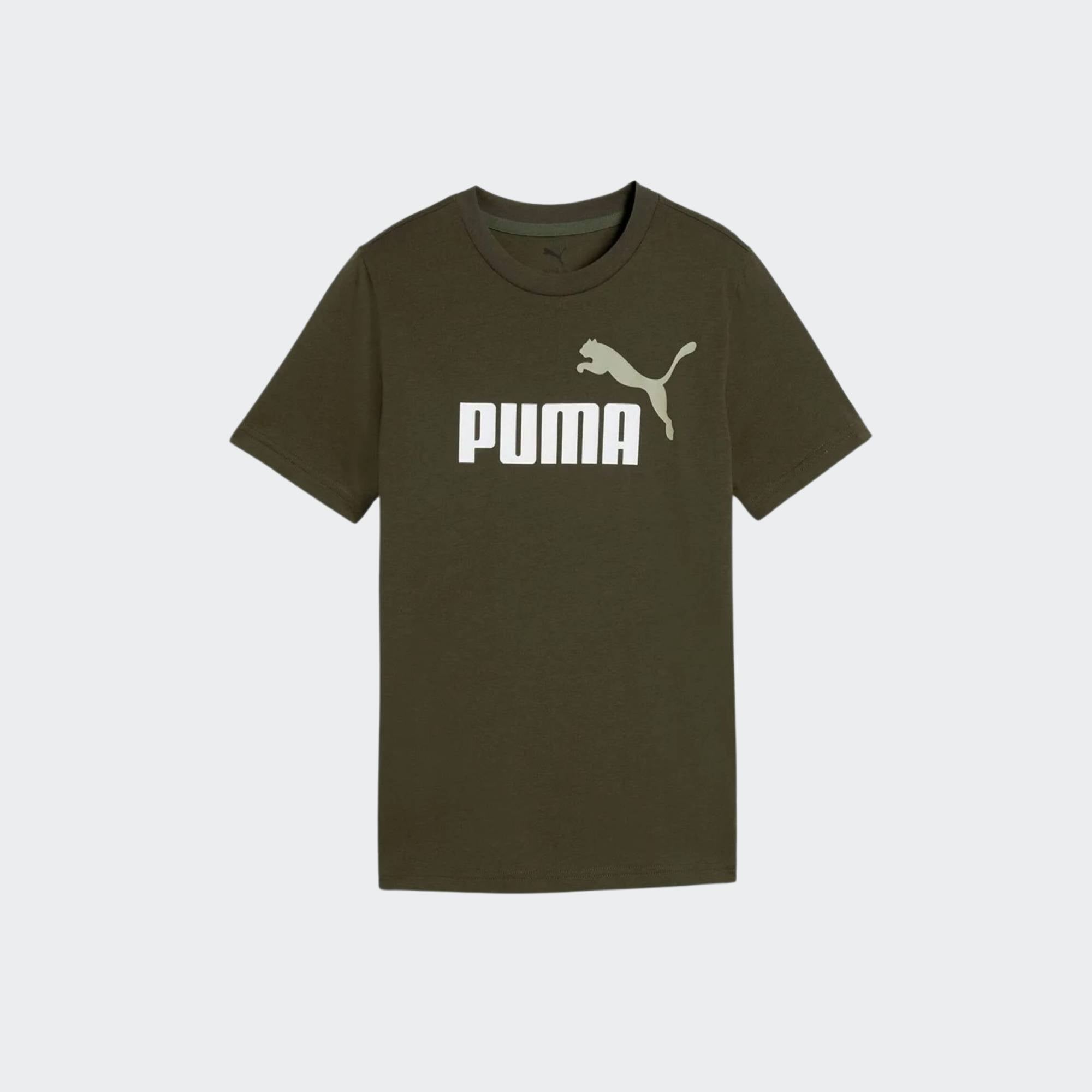 Puma Kid's Essentials 2colour Logo Olive Tee