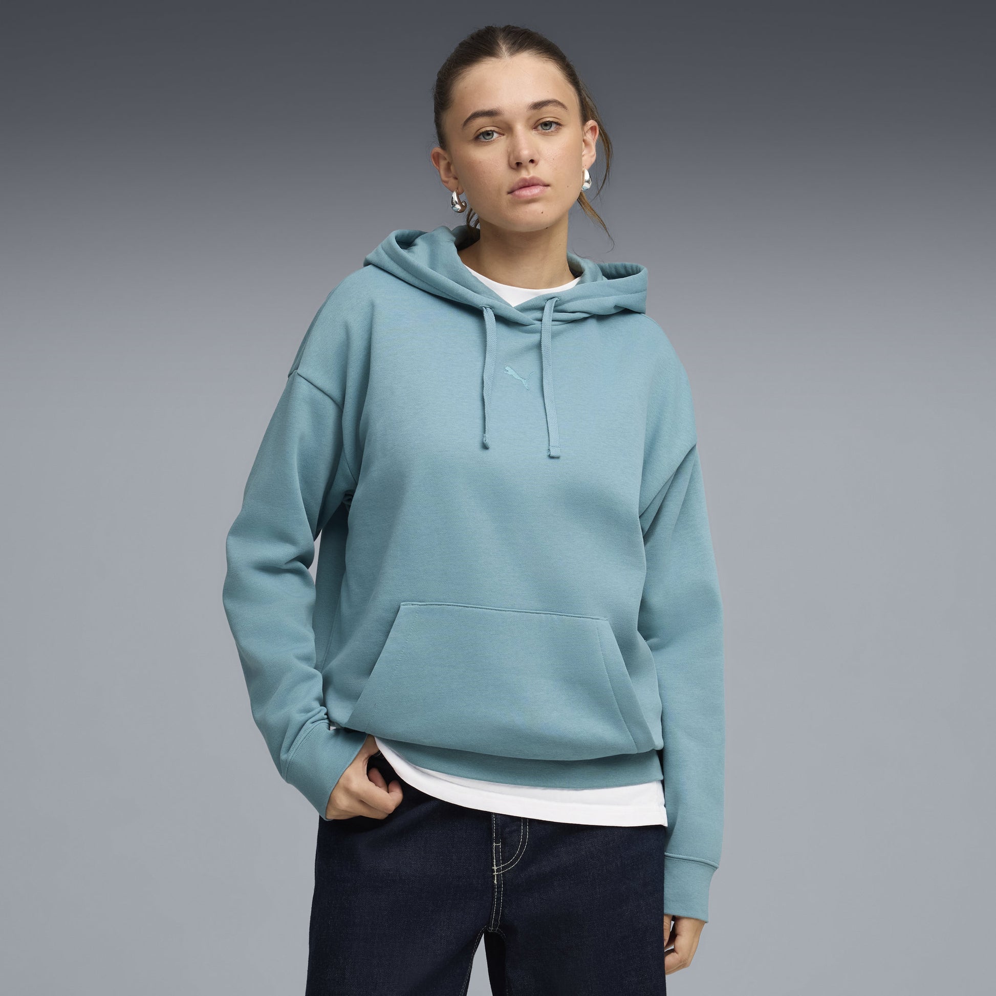 Puma Women's Essentials Fleece Sea Blue Hoodie