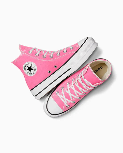 Converse Women's Lift Platform High Top Pink/White Sneaker Shoes