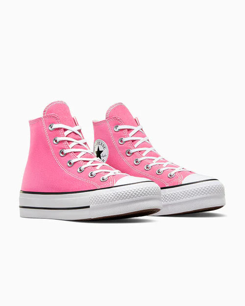 Converse Women's Lift Platform High Top Pink/White Sneaker Shoes