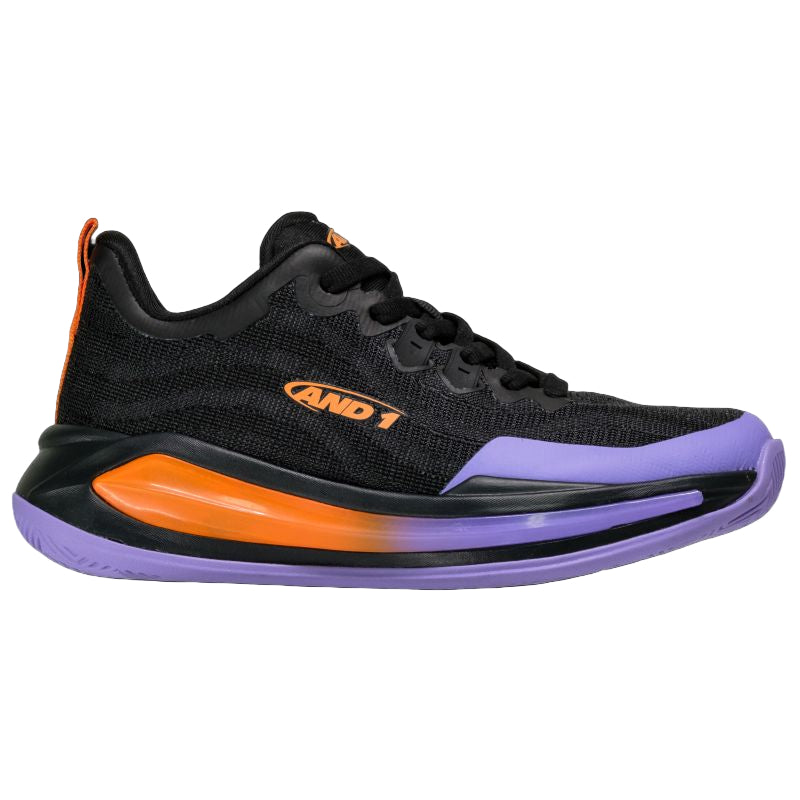 AND 1 KID'S XLR8 BLACK/PURPLE/ORANGE BASKETBALL SHOES