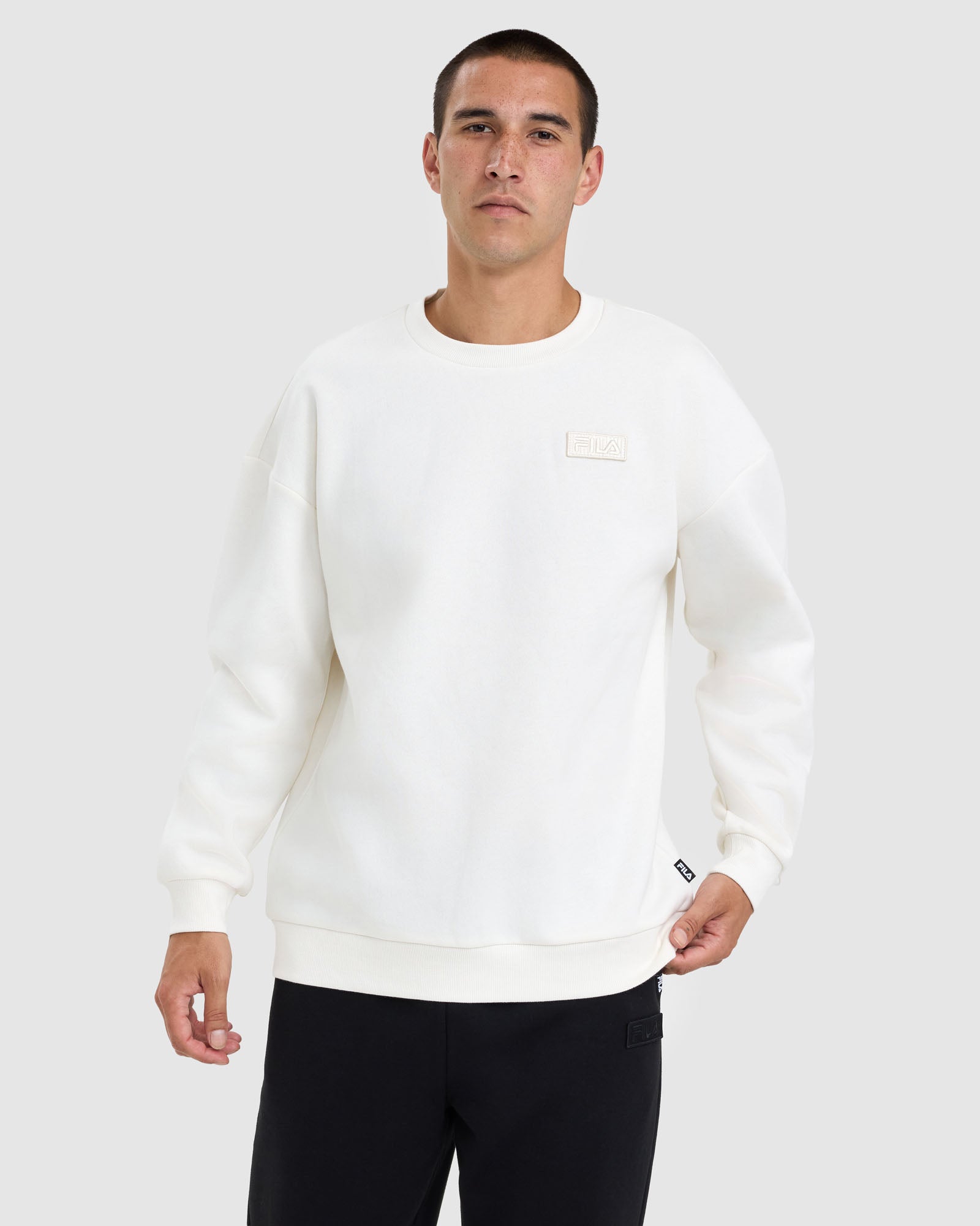 Fila Men's Byron Relaxed Crew Gardenia Sweatshirt