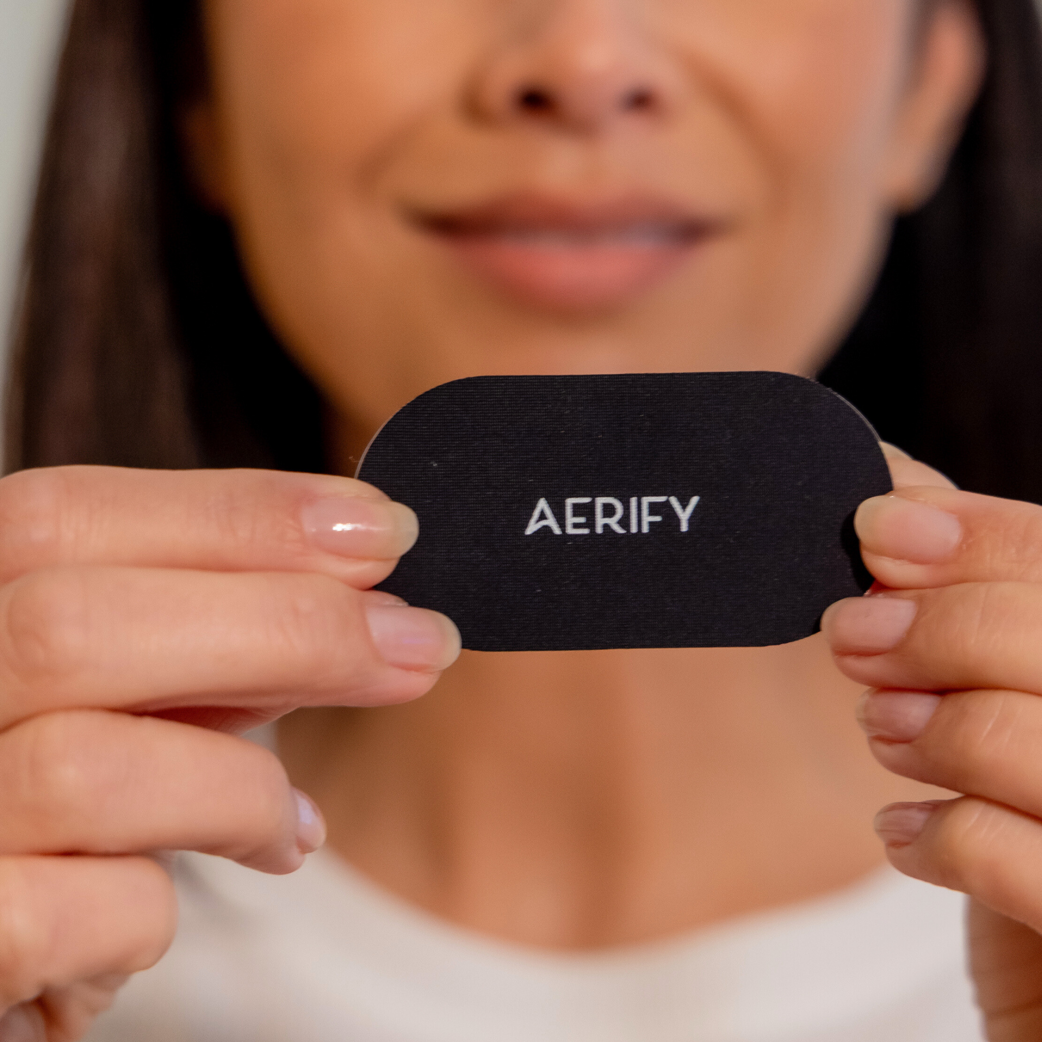 Aerify collagen mouth tape for nose breathing
Close-up of Aerify mouth tape to reduce snoring
Aerify collagen mouth tape packaging