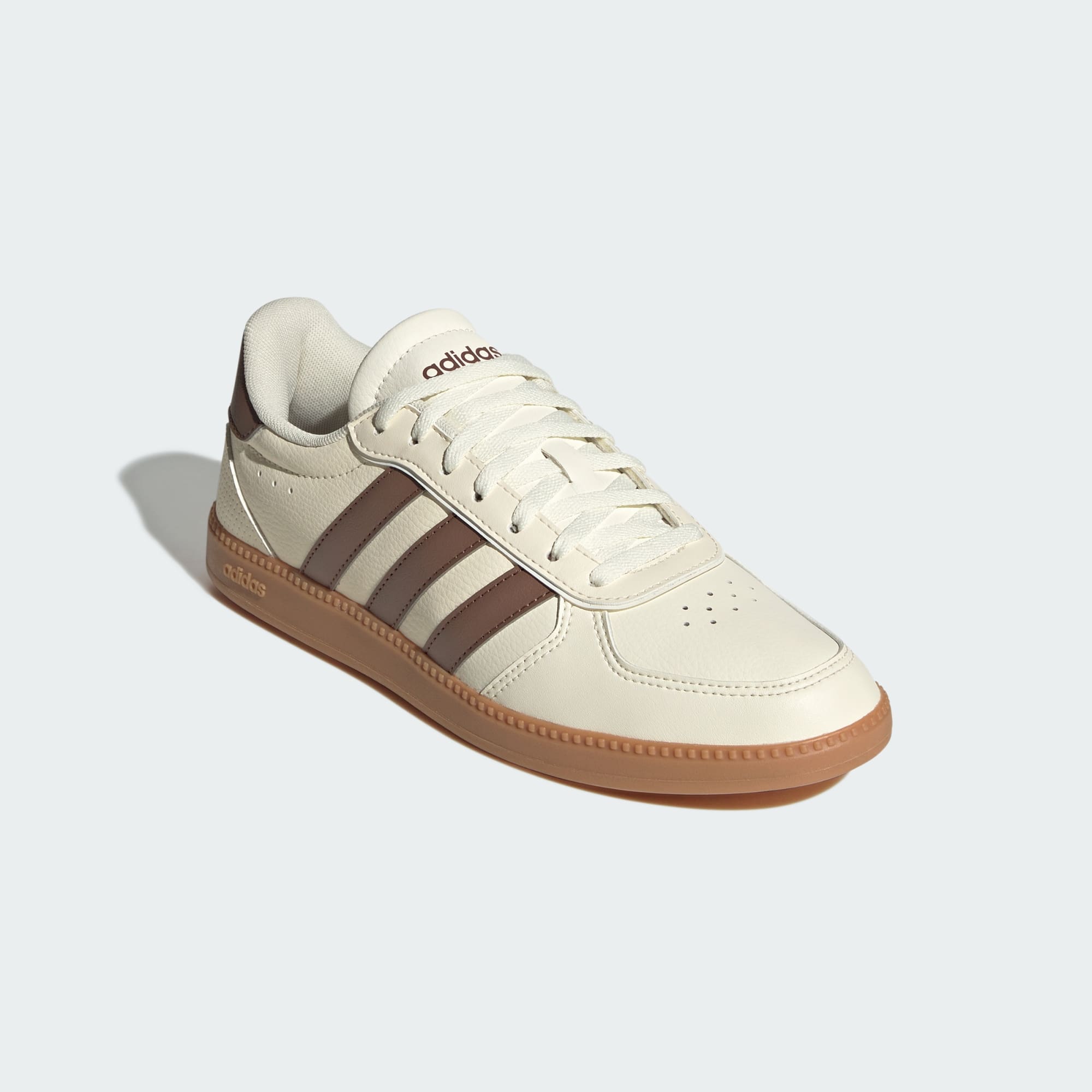 ADIDAS WOMEN'S BREAKNET SLEEK CREAM WHITE/BROWN SNEAKER SHOES