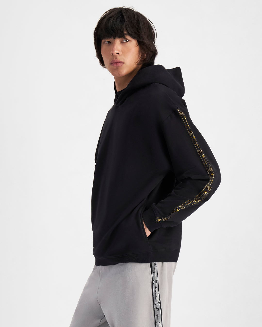 Champion Men's Lux Taping Black Hoodie