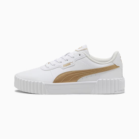 Puma Women's Carina 3.0 Day Night White/Gold Sneakers Shoes