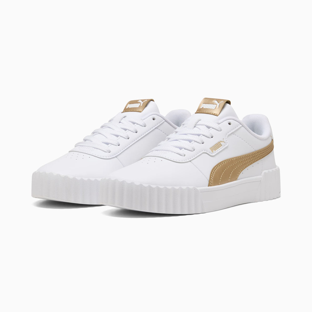 PUMA WOMEN'S CARINA 3.0 METALLIC GLAM WHITE/GOLD SNEAKER SHOES