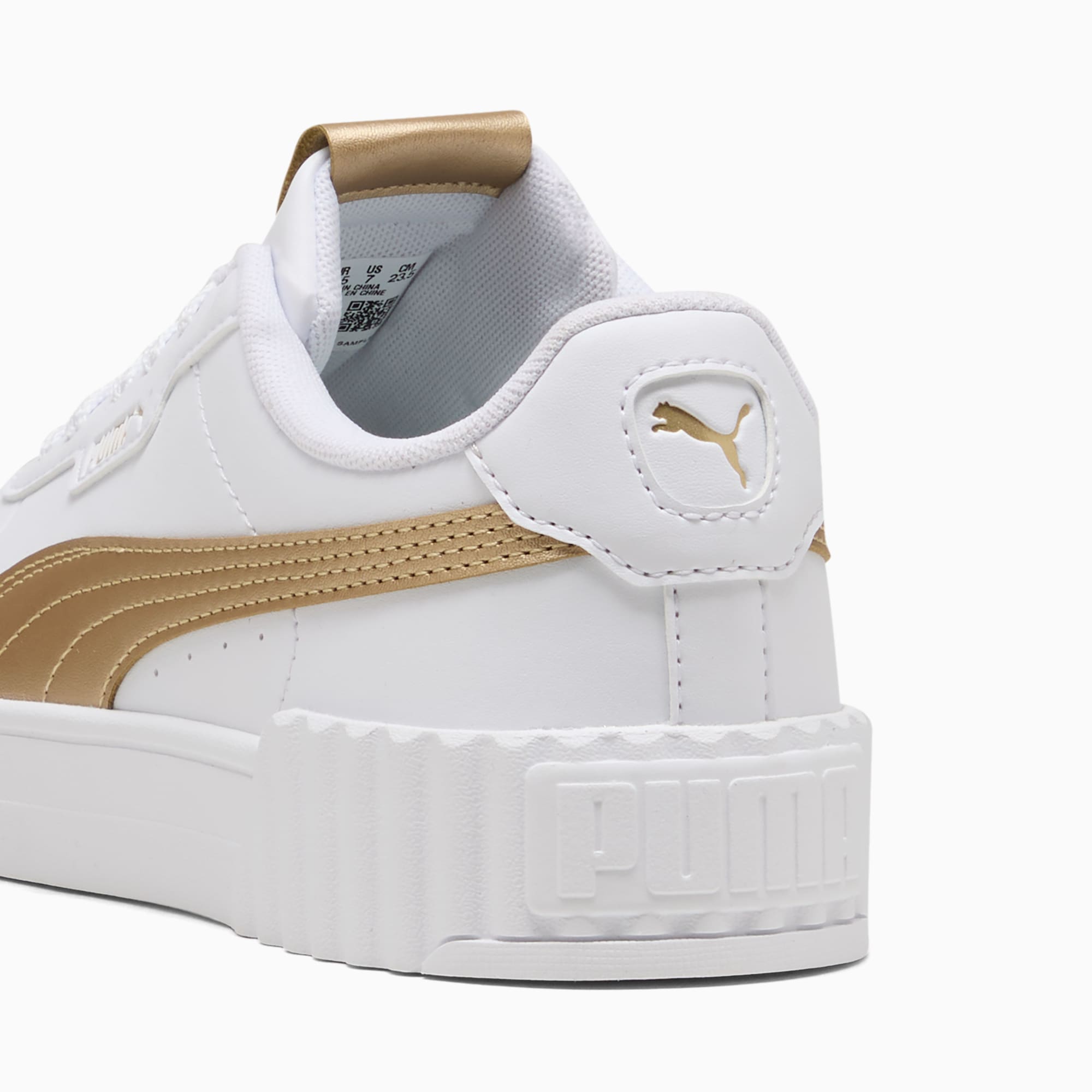 PUMA WOMEN'S CARINA 3.0 METALLIC GLAM WHITE/GOLD SNEAKER SHOES