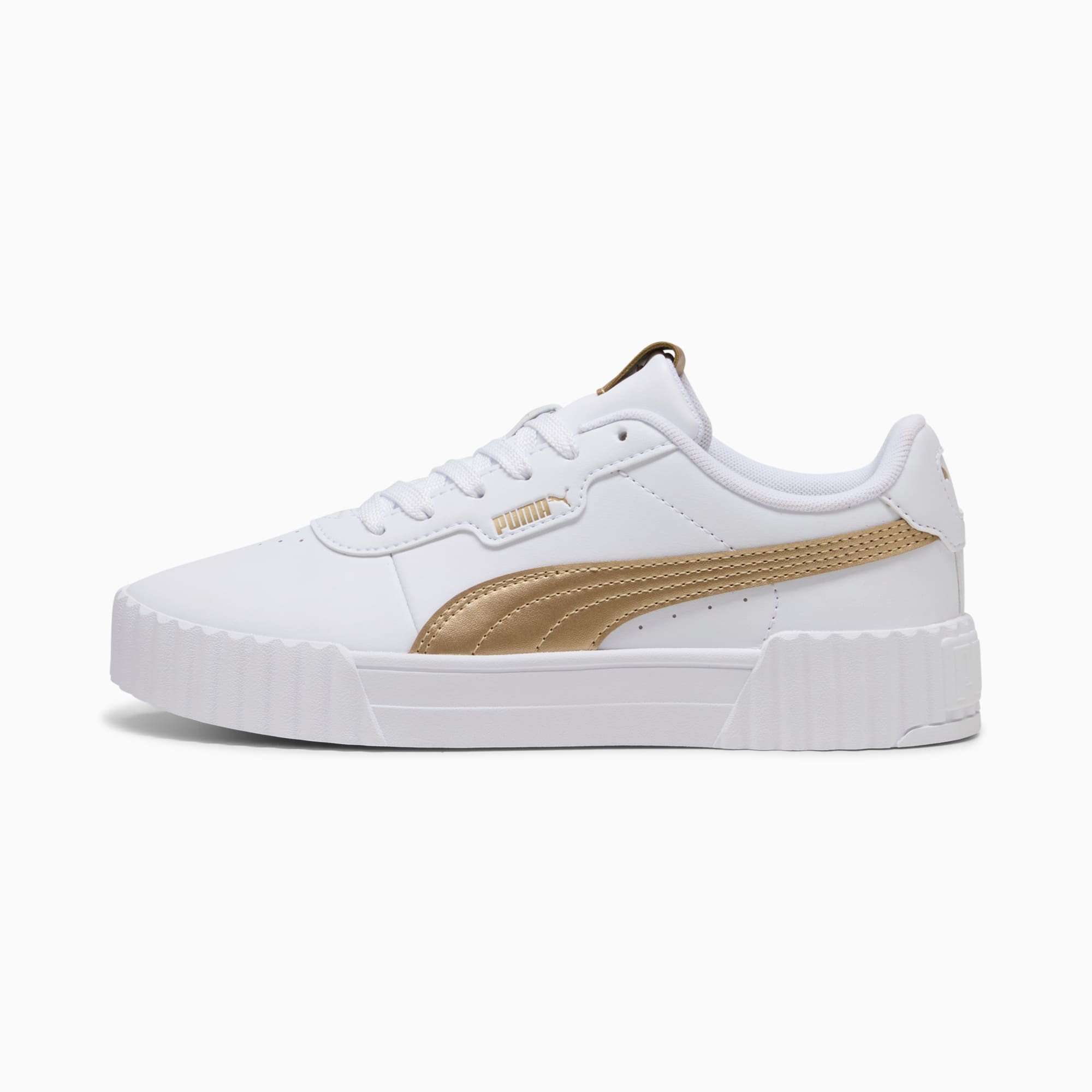 PUMA WOMEN'S CARINA 3.0 METALLIC GLAM WHITE/GOLD SNEAKER SHOES