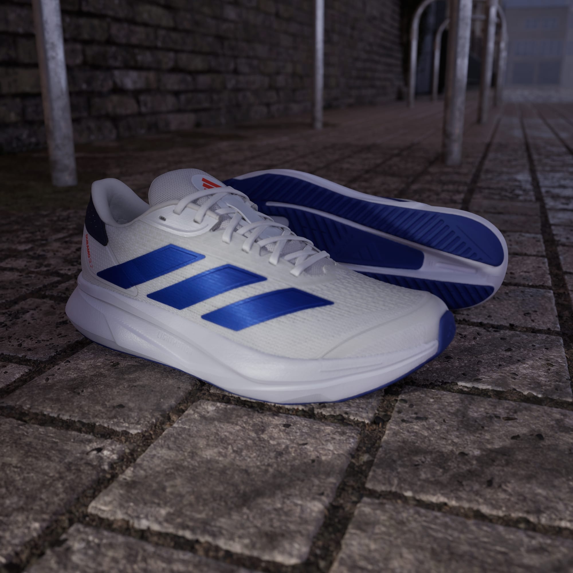 Adidas Men's Duramo 12 Sl White/Blue Running Shoes