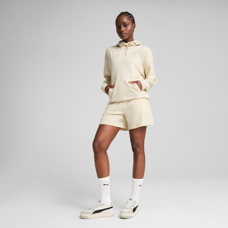 Puma Women's Essentials Elevated Ribbed Cream Hoodie