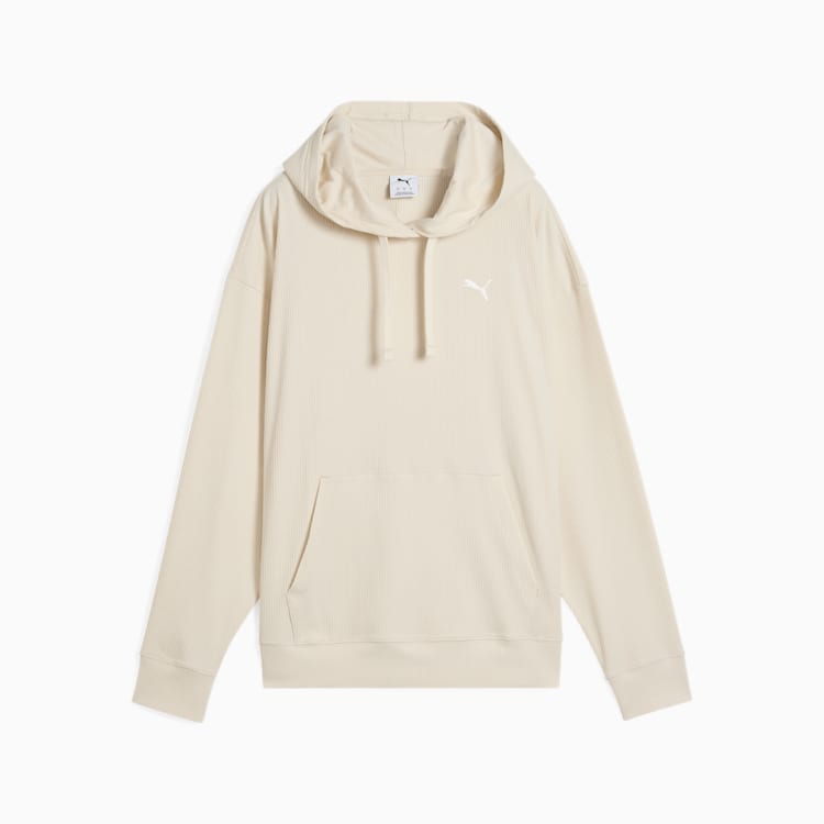 Puma Women's Essentials Elevated Ribbed Cream Hoodie