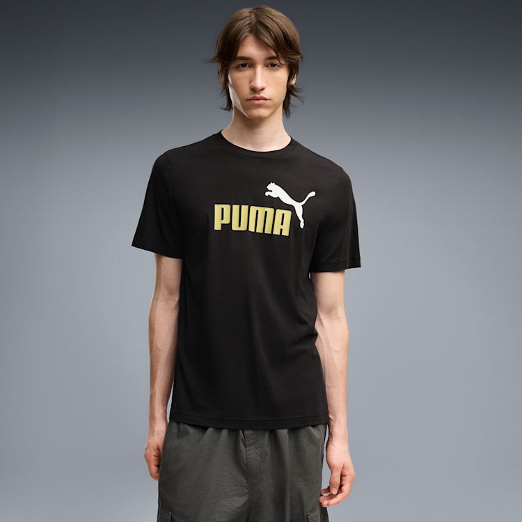 PUMA MEN'S ESSENTIALS 2 COLOUR NO. 1 LOGO BLACK/OLIVE TEE