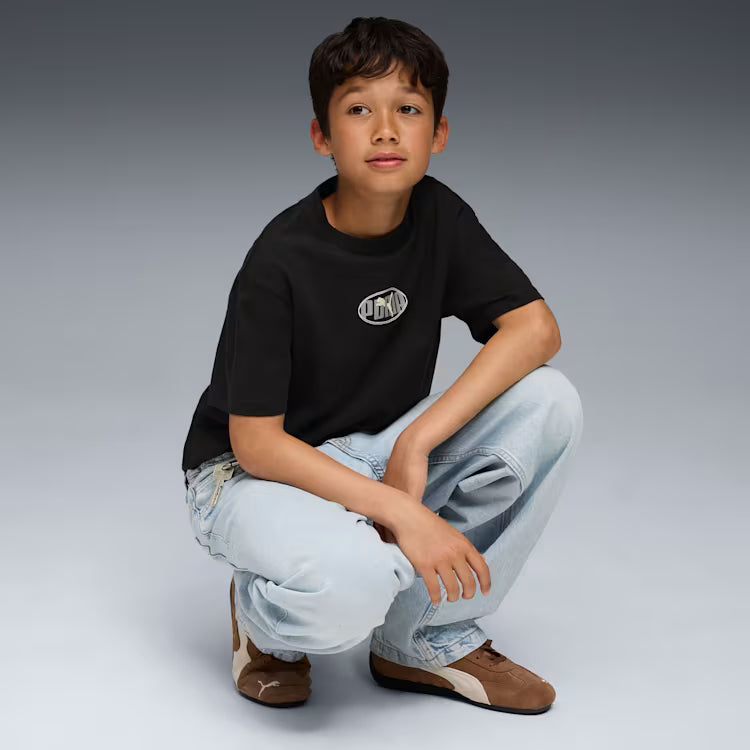 Puma Kid's Essentials Logo Lab Black Tee