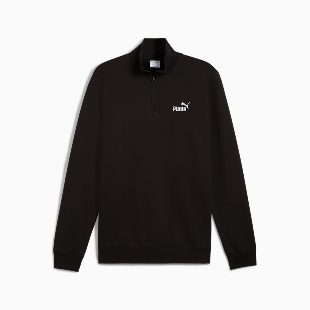 PUMA MEN'S ESSENTIALS NO. 1 LOGO BLACK QUARTER ZIP