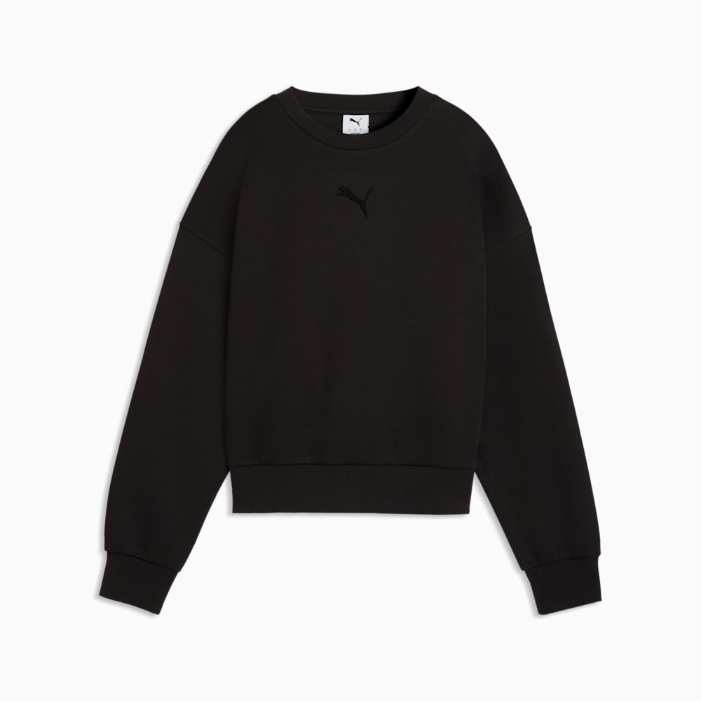 Puma Women's Elevated Oversized Crew Black Sweatshirt