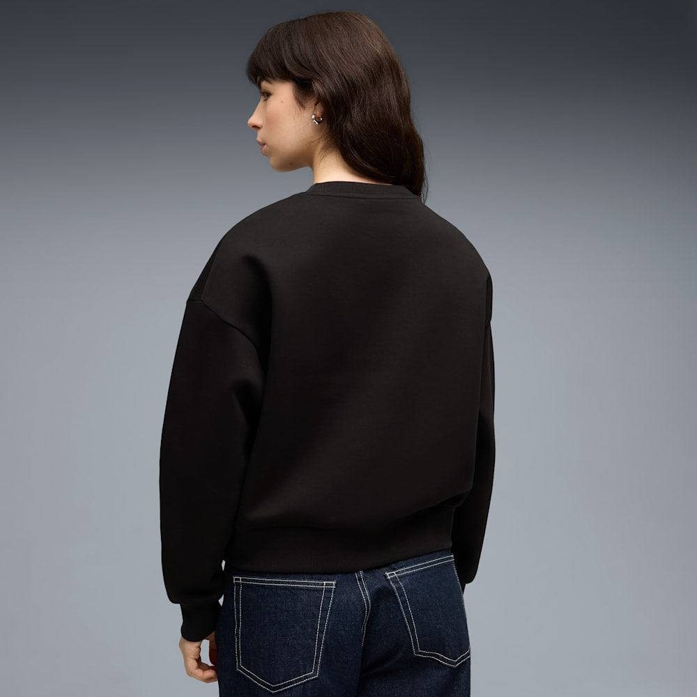 Puma Women's Elevated Oversized Crew Black Sweatshirt