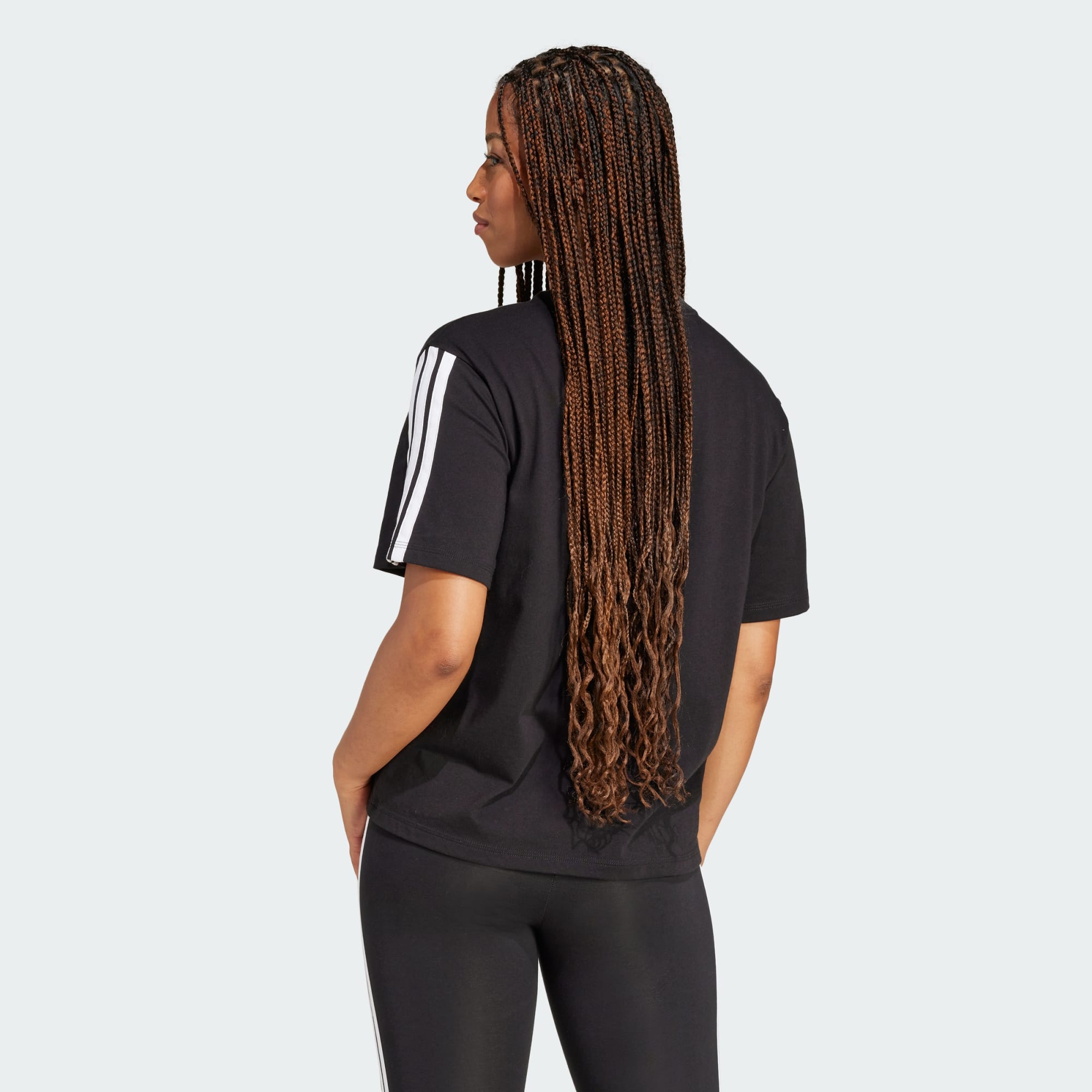 Adidas Women's 3-Stripes Boyfriend Black Tee