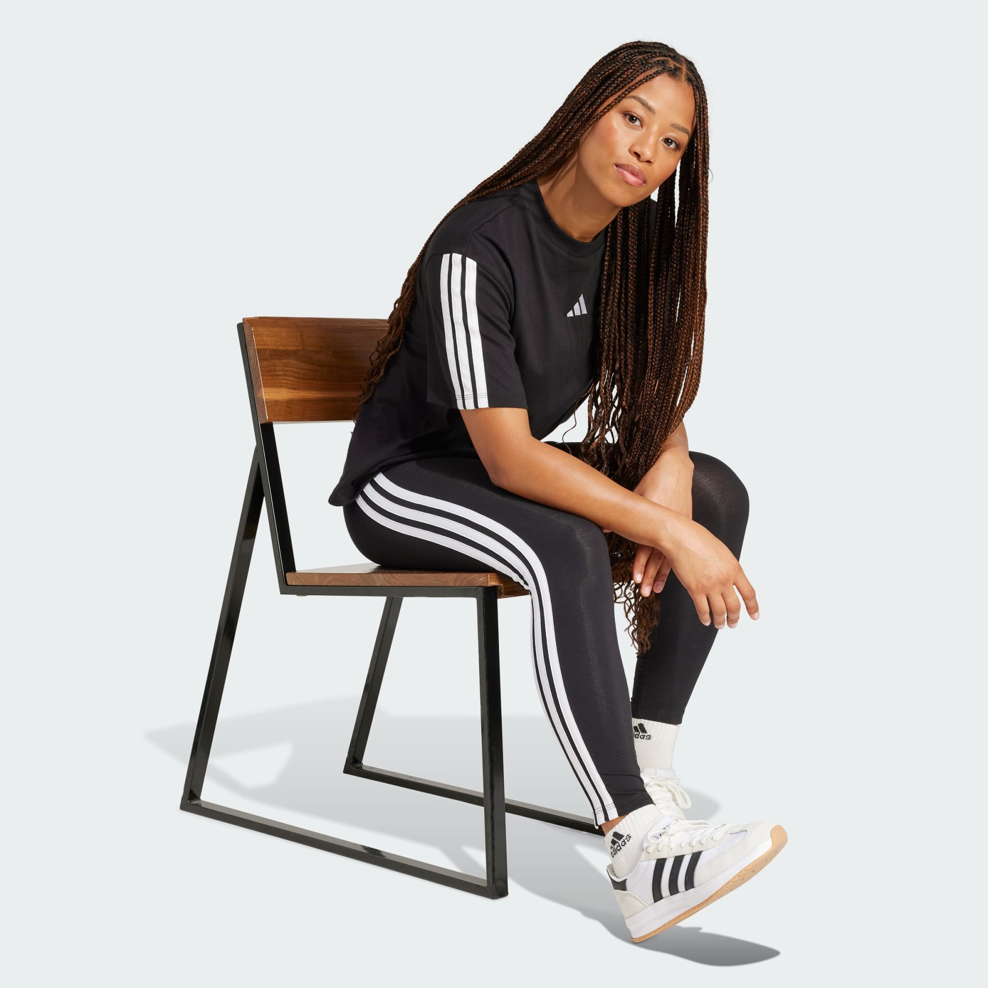 Adidas Women's Cotton 3-Stripes Black Tight