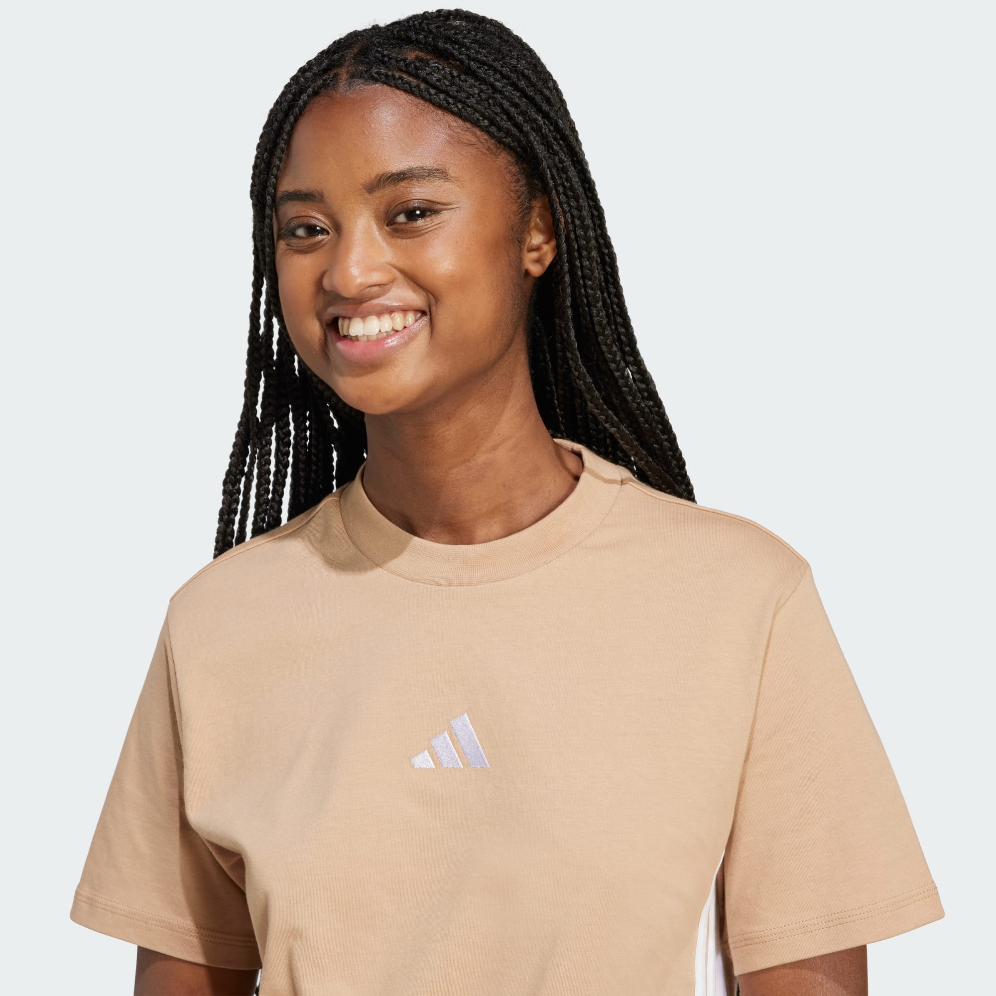 Adidas Women's Essentials 3-Stripes Sandstone Tee