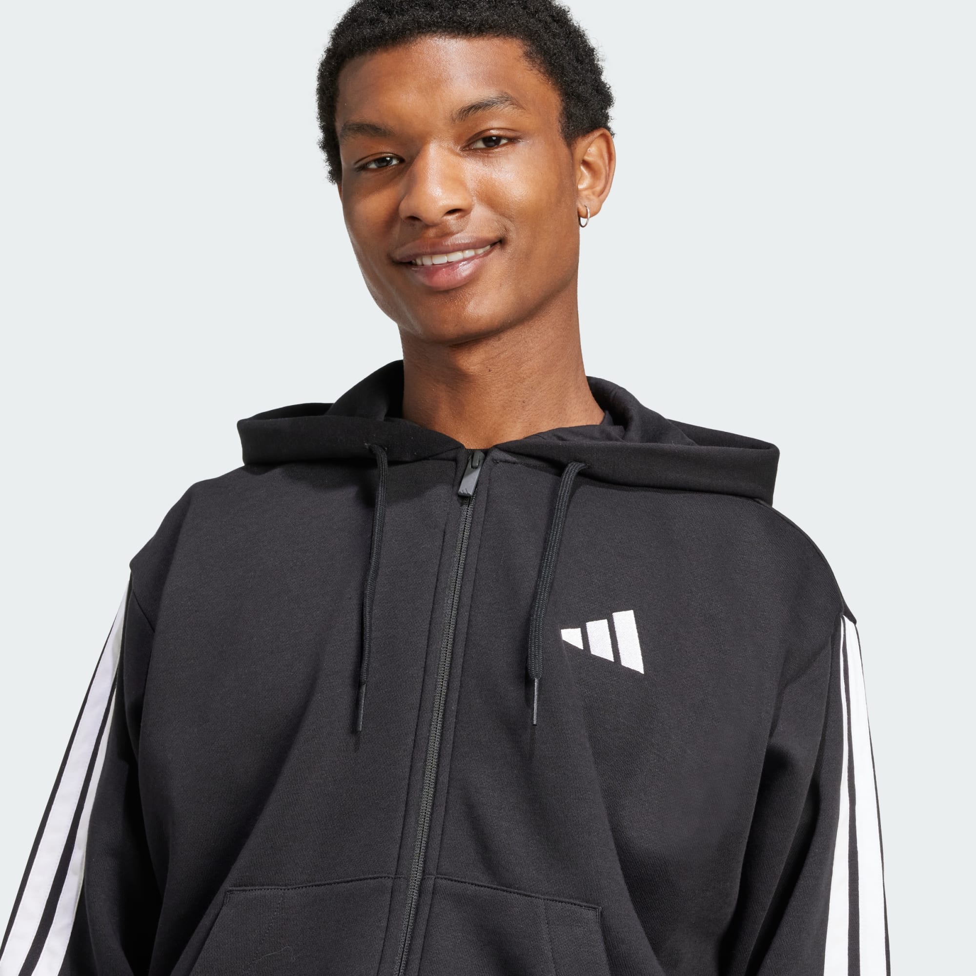 Adidas Men's 3-Stripes Fleece Black Jacket