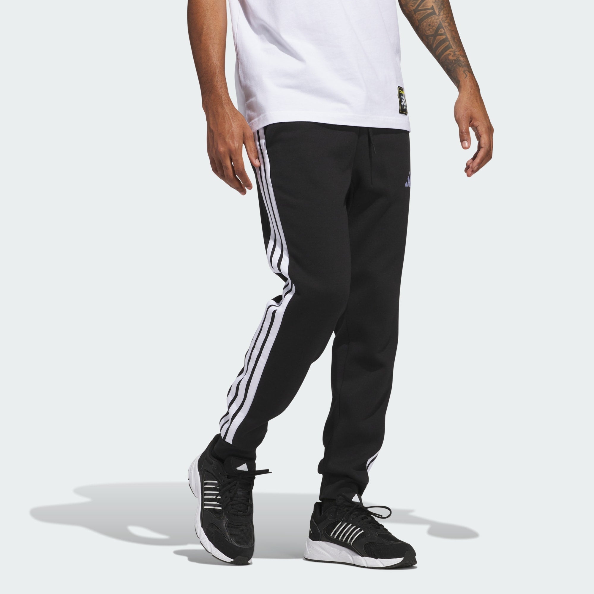 Adidas Men's 3-Stripes Fleece Black Trackpant