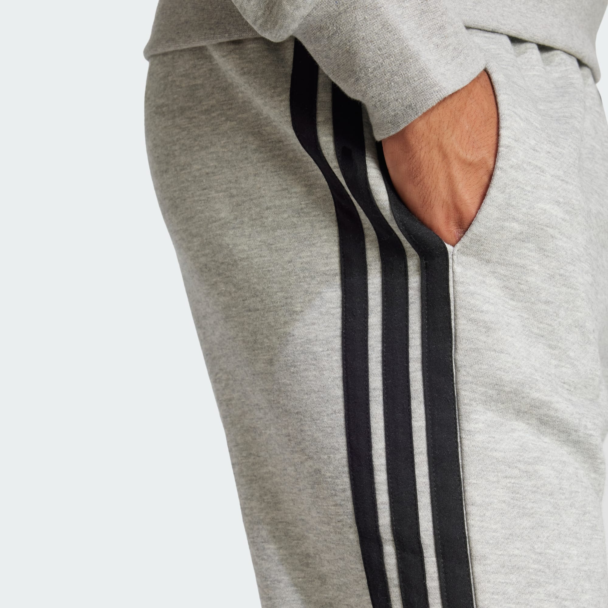 ADIDAS MEN'S 3-STRIPES FLEECE GREY TRACKPANT