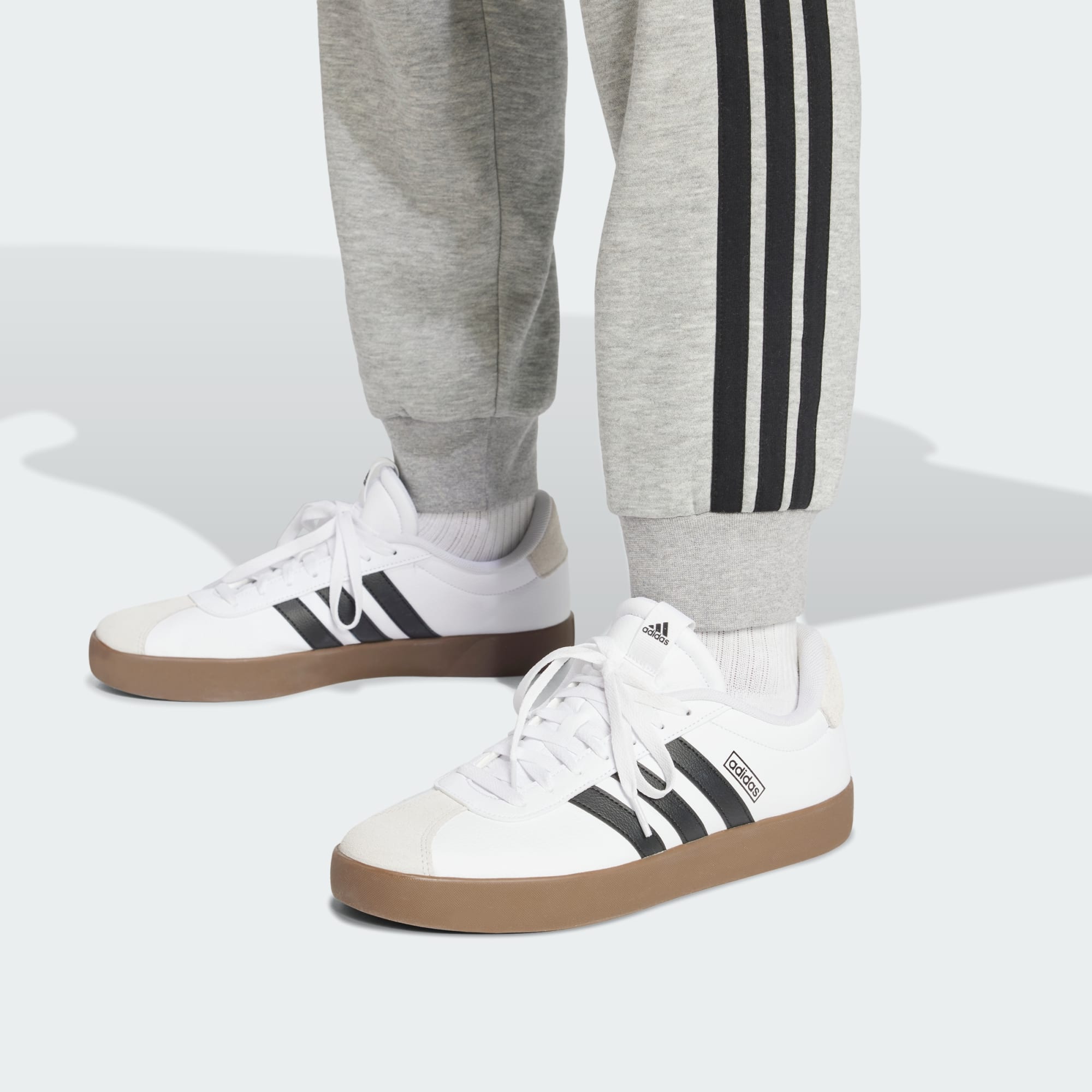 ADIDAS MEN'S 3-STRIPES FLEECE GREY TRACKPANT
