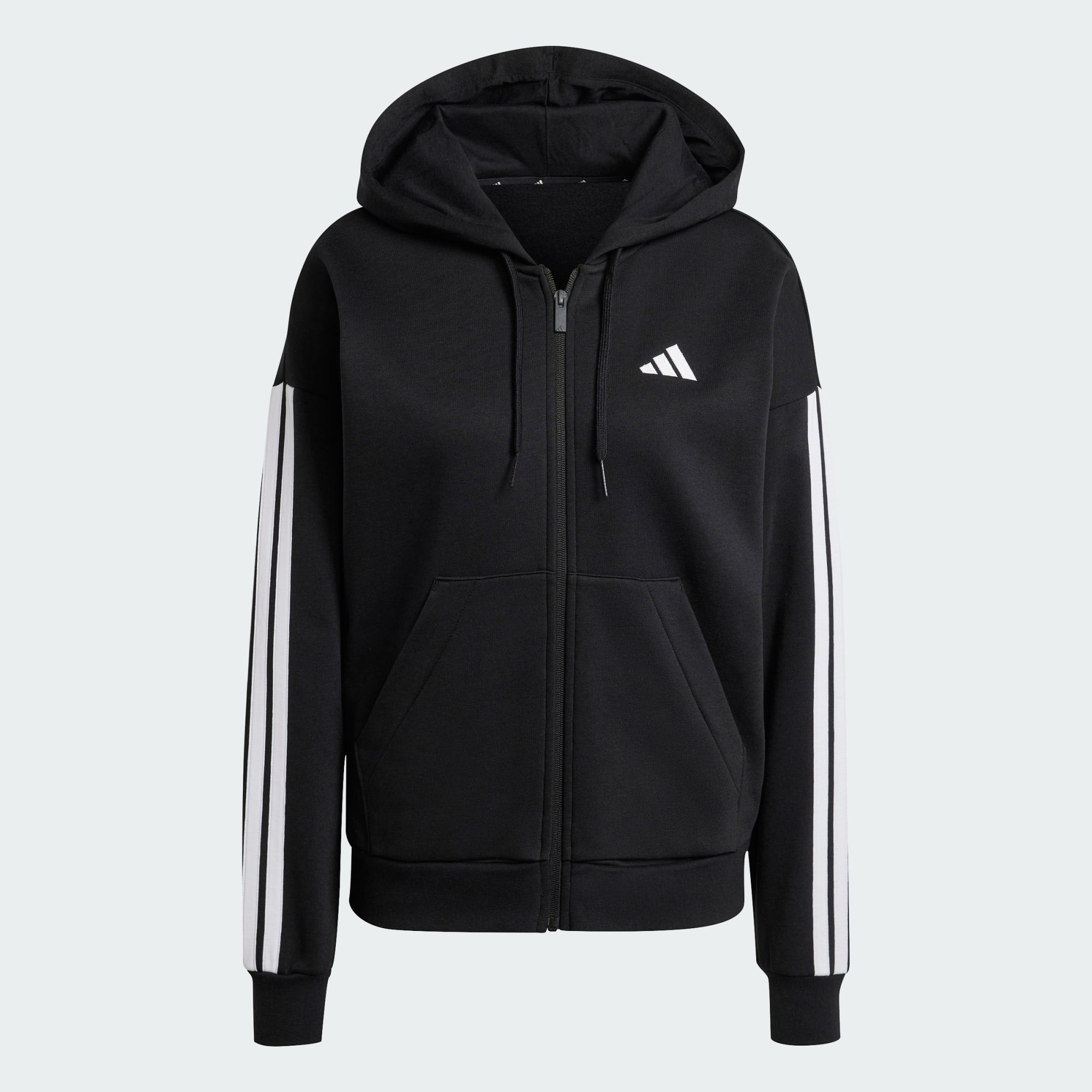 Adidas Women's 3-Stripes Fleece Full Zip Black Jacket