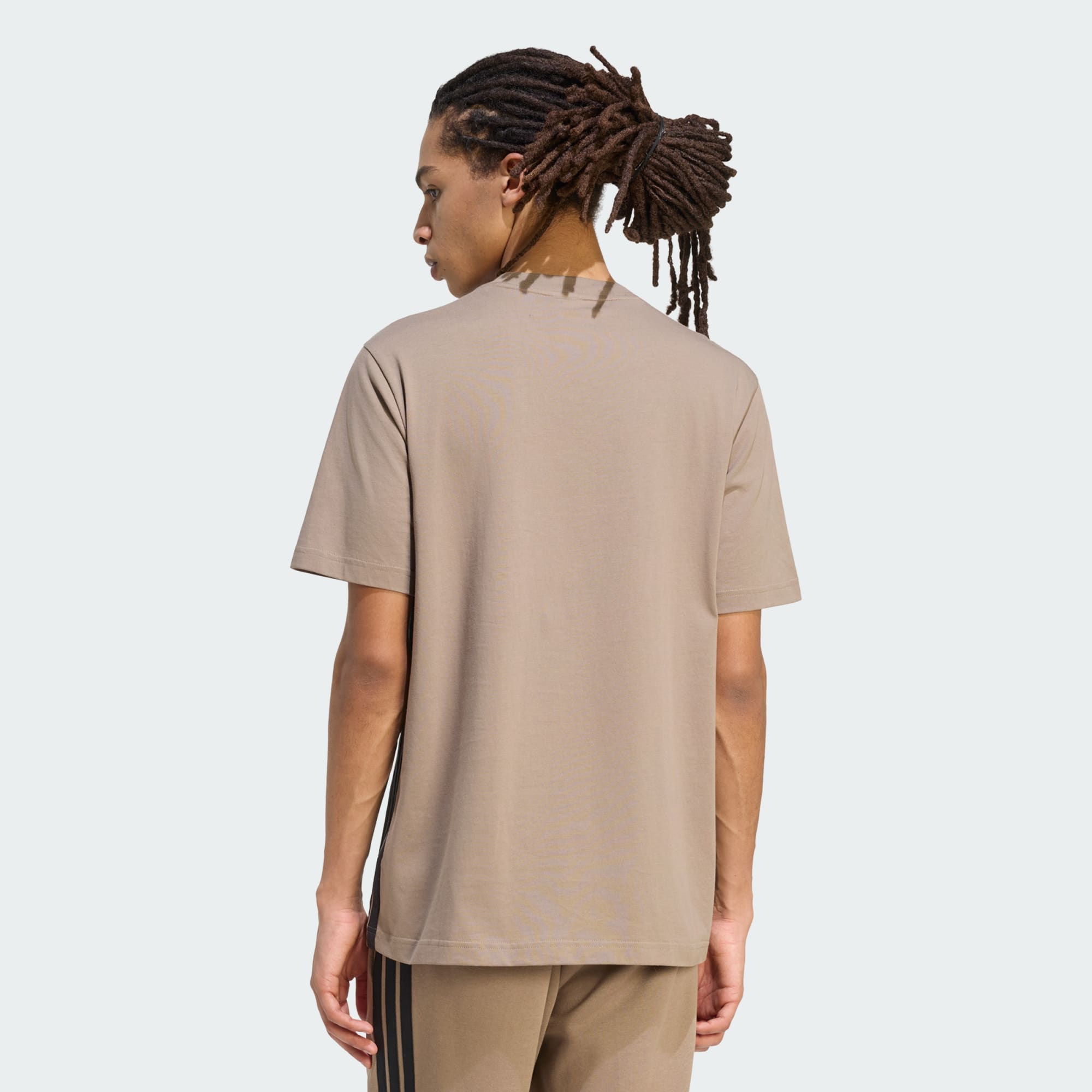 ADIDAS MEN'S ESSENTIALS 3-STRIPES SINGLE JERSEY KHAKI TEE