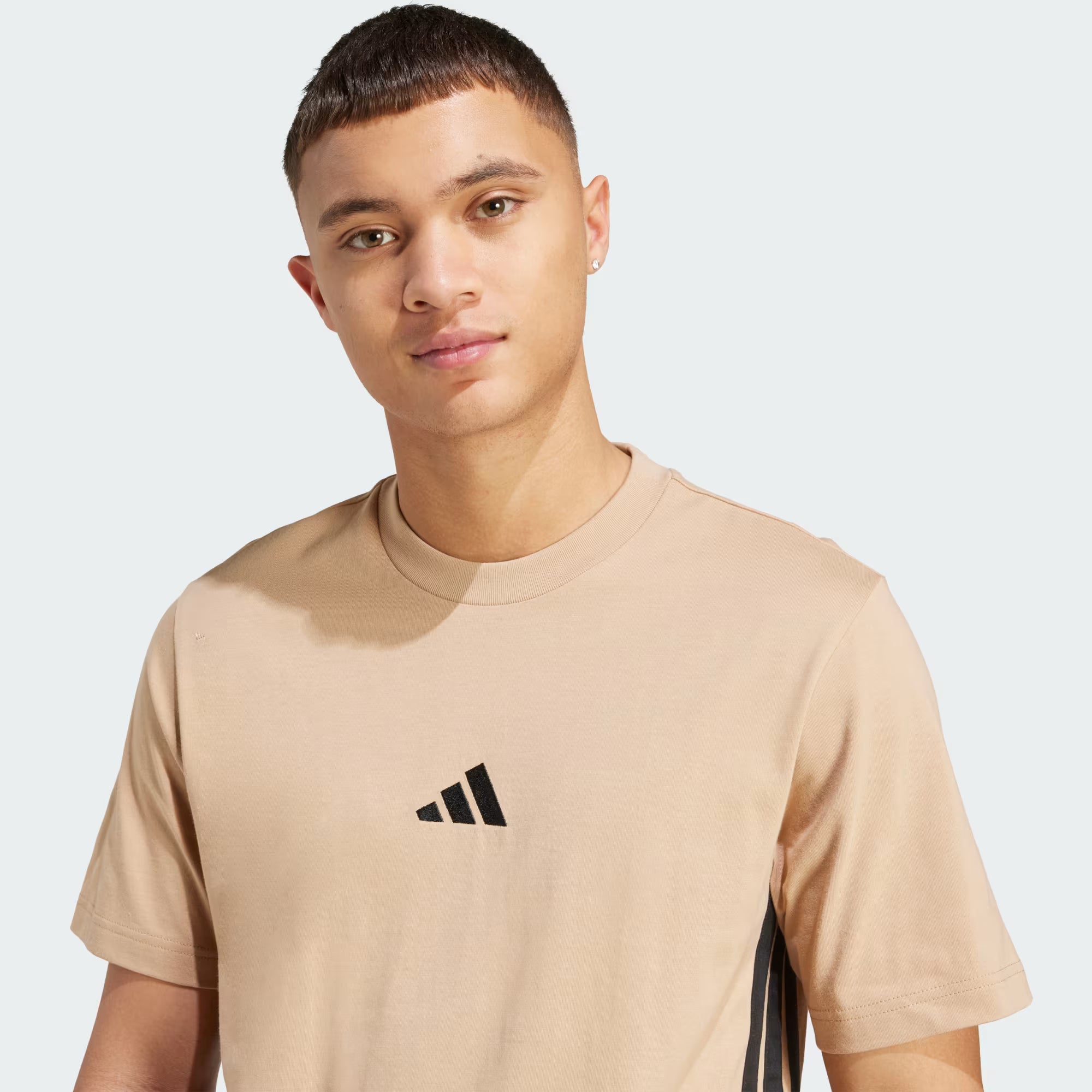 Adidas Men's 3-Stripes Small Logo Sandstone Tee